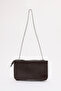 Coffee Color Shk182 Faux Leather 3 Compartment Bead Detailed Zippered Chain Strap Hand, Arm and Shoulder Bag - 3