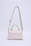 Cream Shk188 Faux Leather Single Compartment Lock Detailed Strap Hand, Arm and Shoulder Bag - 4