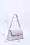 Gray Shk153 Faux Leather Lock Detailed Standard Strap Single Compartment Hand, Arm and Shoulder Bag - 2