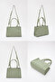 Mint Green Shk83 Faux Leather Single Compartment Zippered Double Strap Hand, Arm and Shoulder Bag L:17 E:27 W:10 - 8