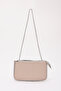 Mink Shk182 Faux Leather 3 Compartment Bead Detailed Zippered Chain Strap Hand, Arm and Shoulder Bag