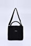 Black Shk165 Canvas Fabric Two-Compartment Zippered, Hand, Arm and Shoulder Bag L:22 W:25 W:10 cm