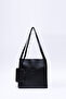 Black Shk123 Faux Leather, Snap Fasteners, Two Compartments, Wallet, Makeup Bag, Strap, Hand, Arm and Shoulder Bag