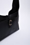 Black Shk142 Faux Leather Two-Compartment Snap Fastener Hand, Arm and Shoulder Bag - 5