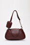 Burgundy Shk96 Faux Leather Single Compartment Wallet Hand and Shoulder Bag