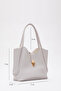 Gray Shk126 Faux Leather Lock Detailed Makeup Bag Hand, Arm and Shoulder Bag - 2