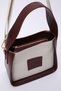 Burgundy Shk176 Faux Leather Detailed, Single Compartment, Zippered, Canvas Hand, Arm and Shoulder Bag - 6