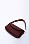 Claret Red Shk150 Faux Leather Lined Snap Fastener Adjustable Strap Hand, Arm and Shoulder Bag - 7