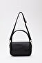 Black Shk97 Faux Leather Hand, Arm and Shoulder Bag with Front Pocket Detail and 2 Compartments Adjustable Strap
