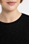 Relax Fit Crew Neck Glitter Fabric Short Sleeve Black T-Shirt C1662Ax24Sp - 4