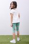 Girl's Palm Tree Printed Summer T-Shirt and Leggings Set - Comfortable & Stylish Two-Piece Set Ecru & Çağla - 5