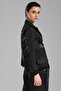 Women's Satin Fabric and Striped Fabric Detailed Design Blazer Jacket - 2