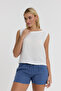 Women's Blouse - Muslin Trimmed Zero Sleeve - Crop - 1040 - 3