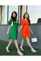 Women's Balloon Watermelon Sleeve Poplin Flared Short Dress - 5