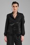 Women's Satin Fabric and Striped Fabric Detailed Design Blazer Jacket