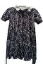 Girl's Ruffle Collar and Button Detailed Mixed Patterned Viscose Black Loose Dress - 3
