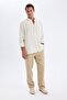 Relax Fit Relaxed Cut Slim Leg Linen Blended Summer Trousers C1140Ax24Sm - 2