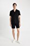 Modern Fit Summer Polo Neck – Basic Plain Aerobin Short Sleeve Shirt V8406Az24Sm - 2