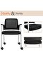 Interio Modern Relax Stackable Mesh Chair with Armrests and Castor Wheel Set - Black - 5