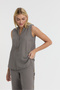 Women's Blouse - Muslin Judge Collar Half Placket Sleeveless Blouse -1070 - 3