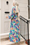 Alaçatı Pattern Buttoned Dress 2021-02 Purple Green - 5