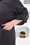 Large Size Jacket with Waist Tie and Pocket Detail, Smoked - 2