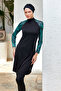 Raglan Sleeve Lycra Full Covered Hijab Swimsuit 3120 Black