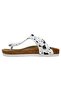 Women's Vegan Leather White Flip Flops - Count Sheeps Design - 3