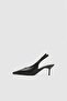 Vexta Black Leather Pointed Toe Open Back Women's Heeled Shoes - 2