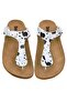 Women's Vegan Leather White Flip Flops - Count Sheeps Design - 2
