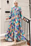 Alaçatı Pattern Buttoned Dress 2021-02 Purple Green - 2