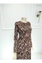 Women's New Season Combed Cotton Collar Piping Glittery Mother's Dress - 3