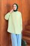 Tree Bark Textured Cotton Hijab Shirt Mint Green - 3