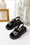 Women's Double Strap Buckle Detailed Daily Comfortable Sandals