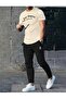 Beige Oversize Los Angeles Printed Bicycle T-Shirt - Black Jogger Sweatpants Set