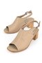 , Women's Genuine Leather Heeled Sandals 1511020Z2212 Beige - 7