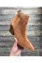 Women's Tan Perforated Transparent Short Thick Heeled Zippered Stylish Western Summer Cowboy Boots Shoes - 5