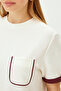 Crew Neck Pocket Detailed Striped Comfortable Fit Knitted T-Shirt - 3