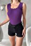 Elegant Cut Ribbed Textured Purple Blouse 0304