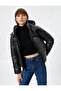 Short Puffer Jacket with Hood, Zipper, Elastic Waist, Pocket