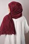 Wine Practical Ready-made Interlocking Hijab Scarf Fukuro Pleated Flower Patterned Laser Cutting 1819_08 - 2