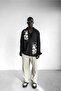 Men's Textured Printed Oversize Casual Shirt Black - 3