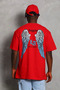 Men's Printed T-Shirt Short Sleeve Crew Neck Oversize T-Shirt - Red - 5