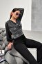 Glittery neckline glittery blouse gray - 2