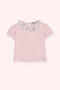 Baby Girl Short Sleeve Pink T-Shirt with Ruffled Collar