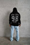 Men's 98 Printed Hooded 3-Thread Cotton Loop Hoodie Sweatshirt - Black - 5
