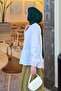 V-Neck Muslim Hijab Shirt with Elastic Sleeves White - 2