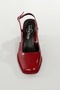Women's Burgundy Patent Leather Heeled Shoes Square Toe Tpu Sole Kbrdr104 - 3