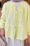 V-Neck Muslim Hijab Shirt with Elastic Sleeves Soft Yellow - 3