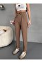Women's High Waist Elastic and Laced Carrot Cut Fabric Trousers - 2
